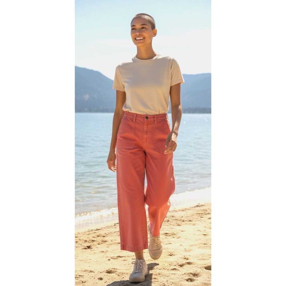 Royal Robbines NEW rust cropped wide leg athleisure pants sz 8 gorpcore